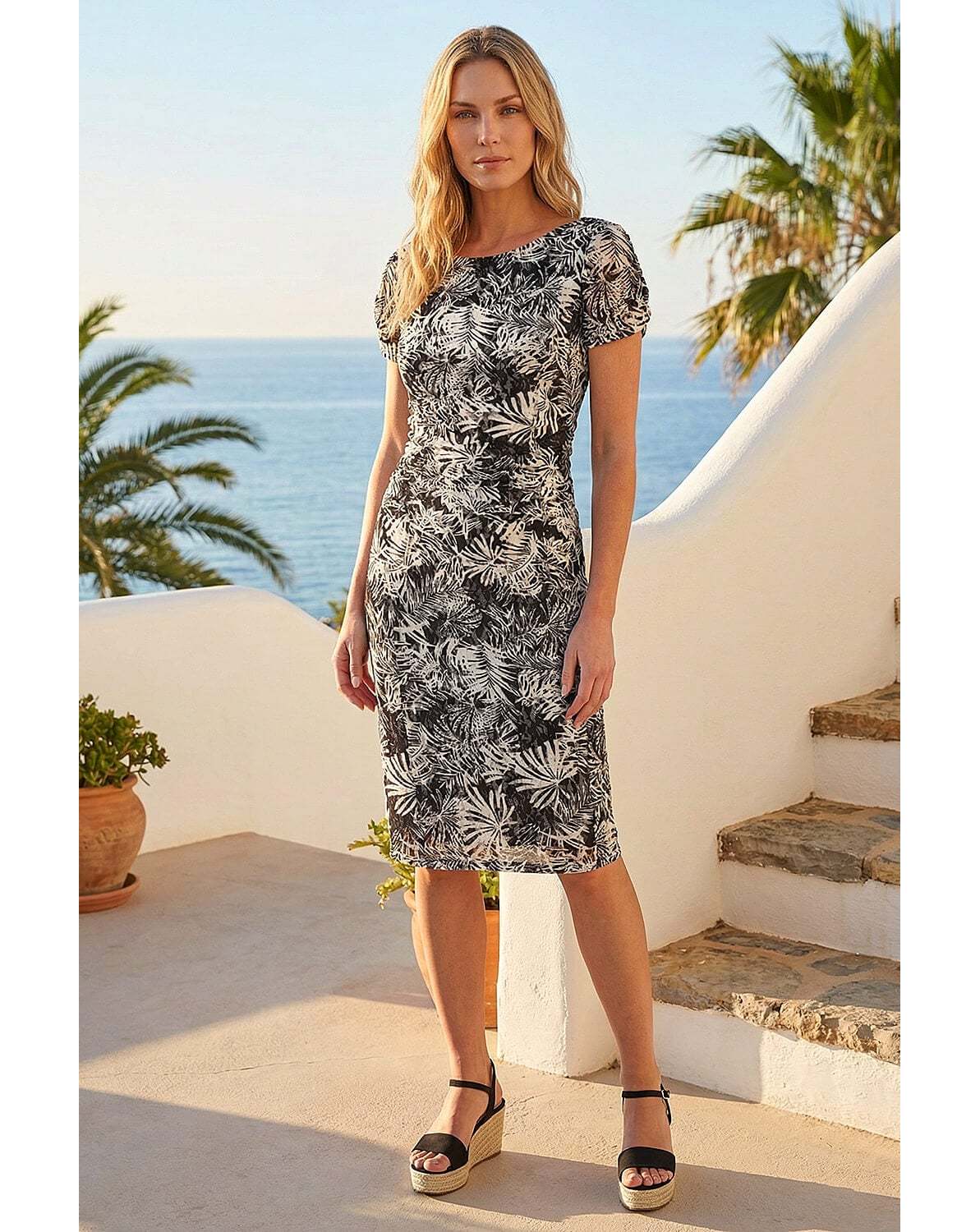 New In - Roman Petite Lace Print Stretch Dress