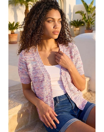 Roman Petite Space Dye Knit Cardigan