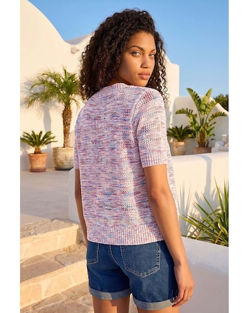 Roman Petite Space Dye Knit Cardigan