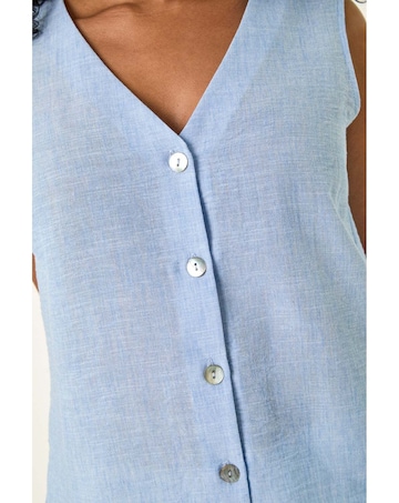Roman Petite Buttoned Sleeveless Blouse
