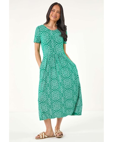 Roman Petite Aztec Gathered Dress