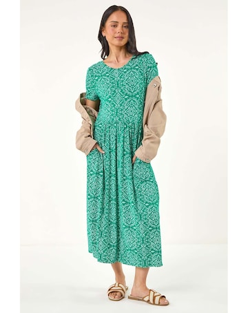 Roman Petite Aztec Gathered Dress