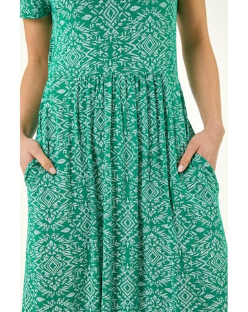 Roman Petite Aztec Gathered Dress