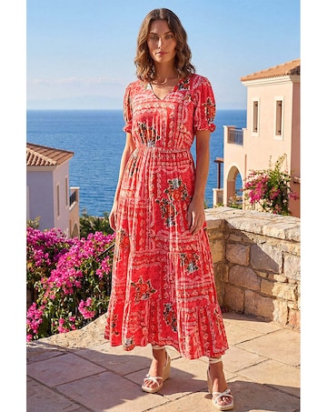 Roman Petite Abstract Print Midi Dress