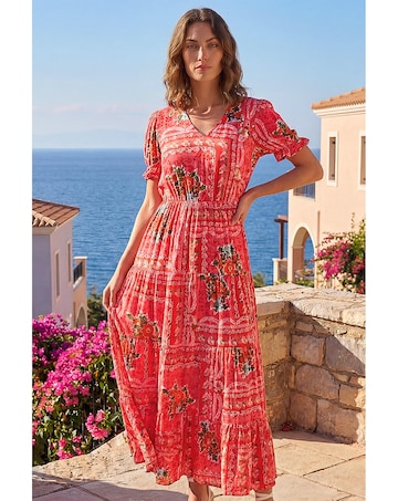 Roman Petite Abstract Print Midi Dress