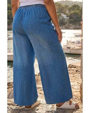 Roman Curve Tie Waist Denim Trouser