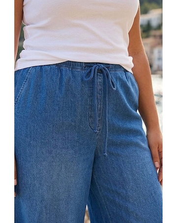 Roman Curve Tie Waist Denim Trouser