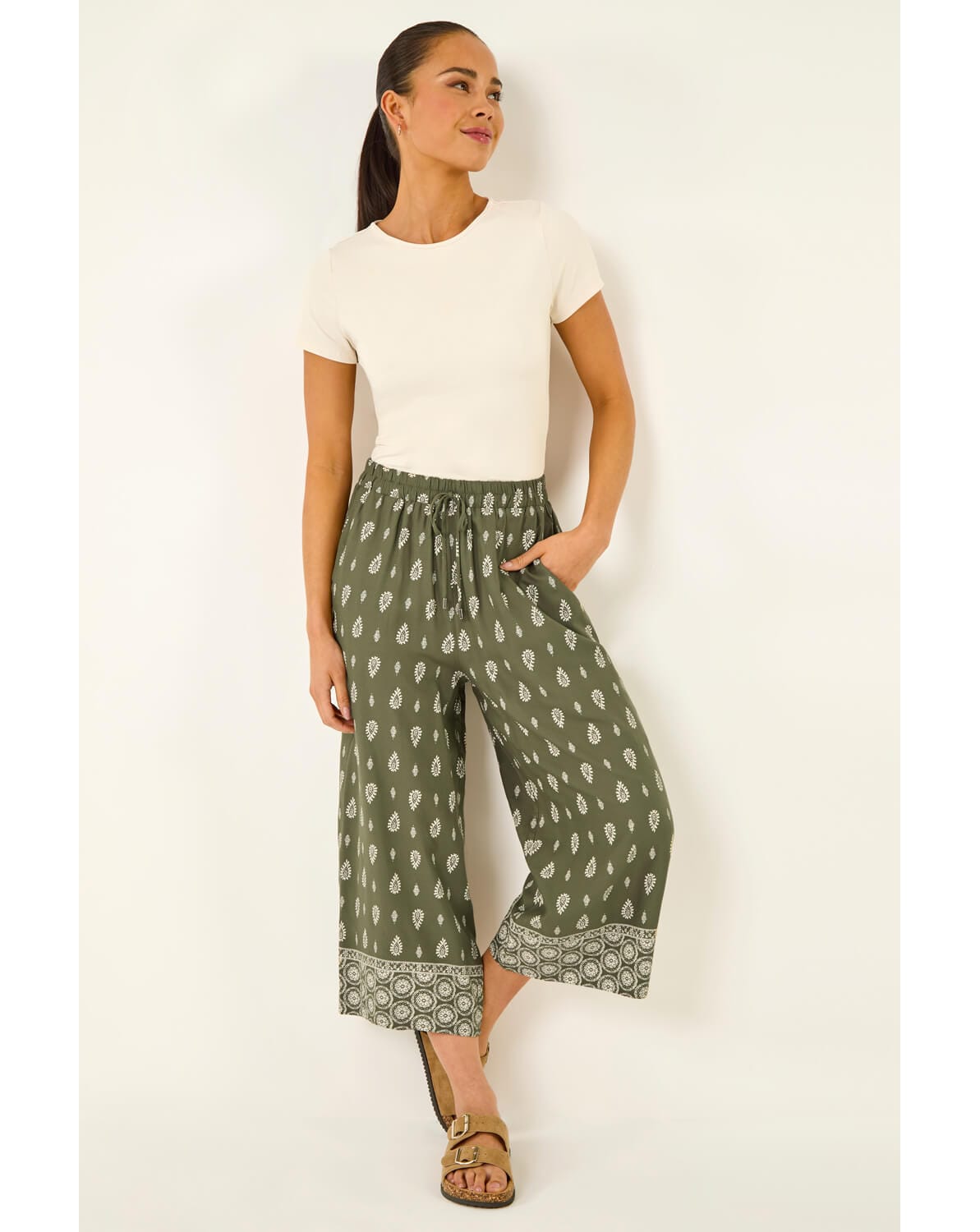 New In - Roman Petite Aztec Print Cropped Trouser