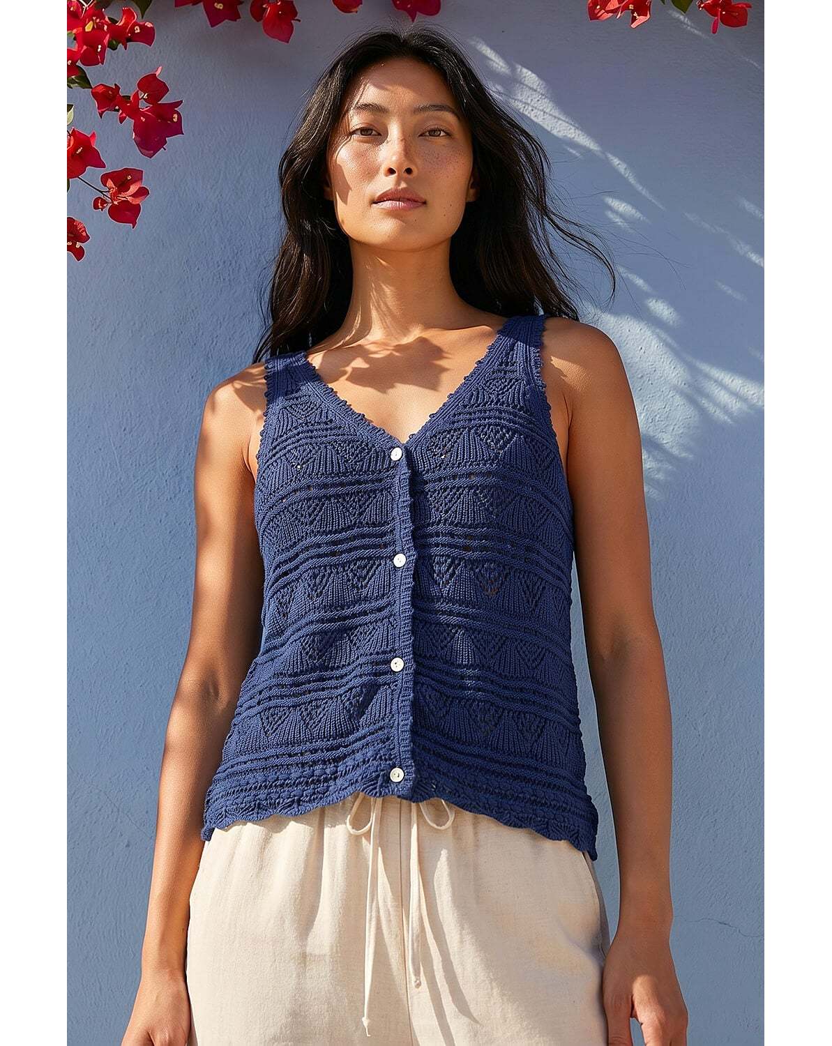 Roman Petite Button Knit Cami Top