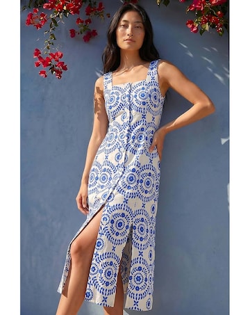 Roman Petite Button Down Midi Dress