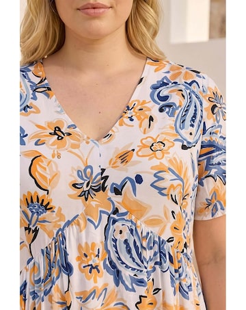 Roman Curve V-Neck Tiered Dress