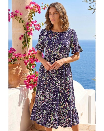 Roman Petite Abstract Spot Midi Dress