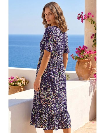 Roman Petite Abstract Spot Midi Dress