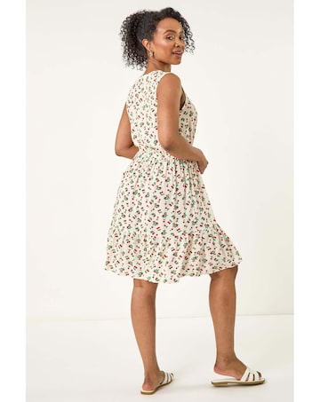 Roman Petite Cherry Tie Waist Dress