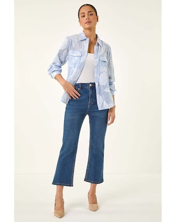 Roman Petite Jacquard Button Up Blouse