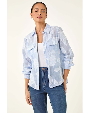 Roman Petite Jacquard Button Up Blouse