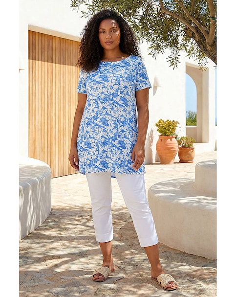 Roman Curve Bardot Floral Stretch Top