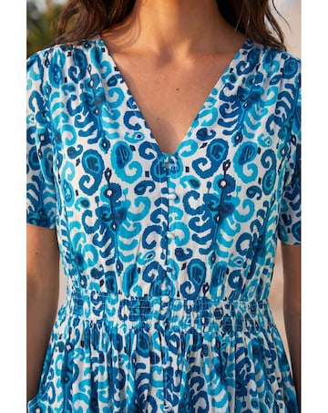 Roman Petite Aztec Button Midi Dress