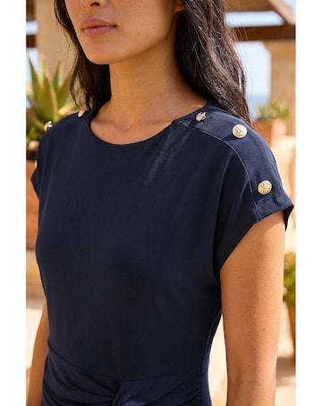 Roman Petite Side Twist Midi Dress