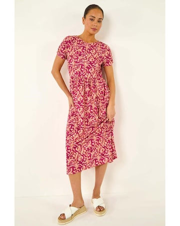 Roman Petite Abstract Print Midi Dress