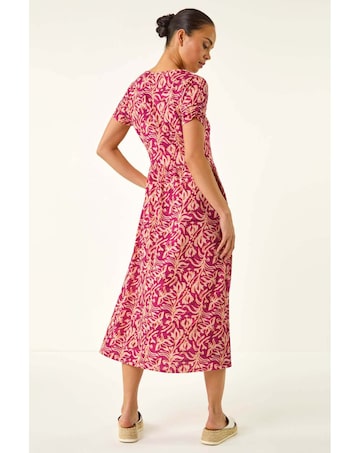 Roman Petite Abstract Print Midi Dress