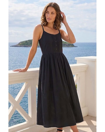 Roman Petite Cotton Button Midi Dress
