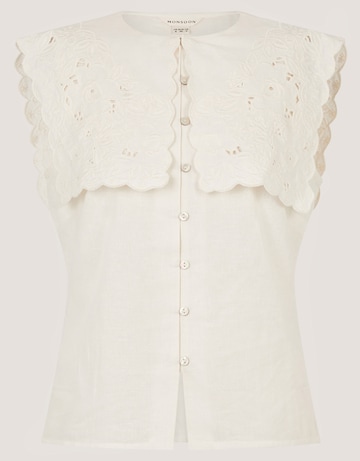 Monsoon Lexi Embroidered Linen Blend Top