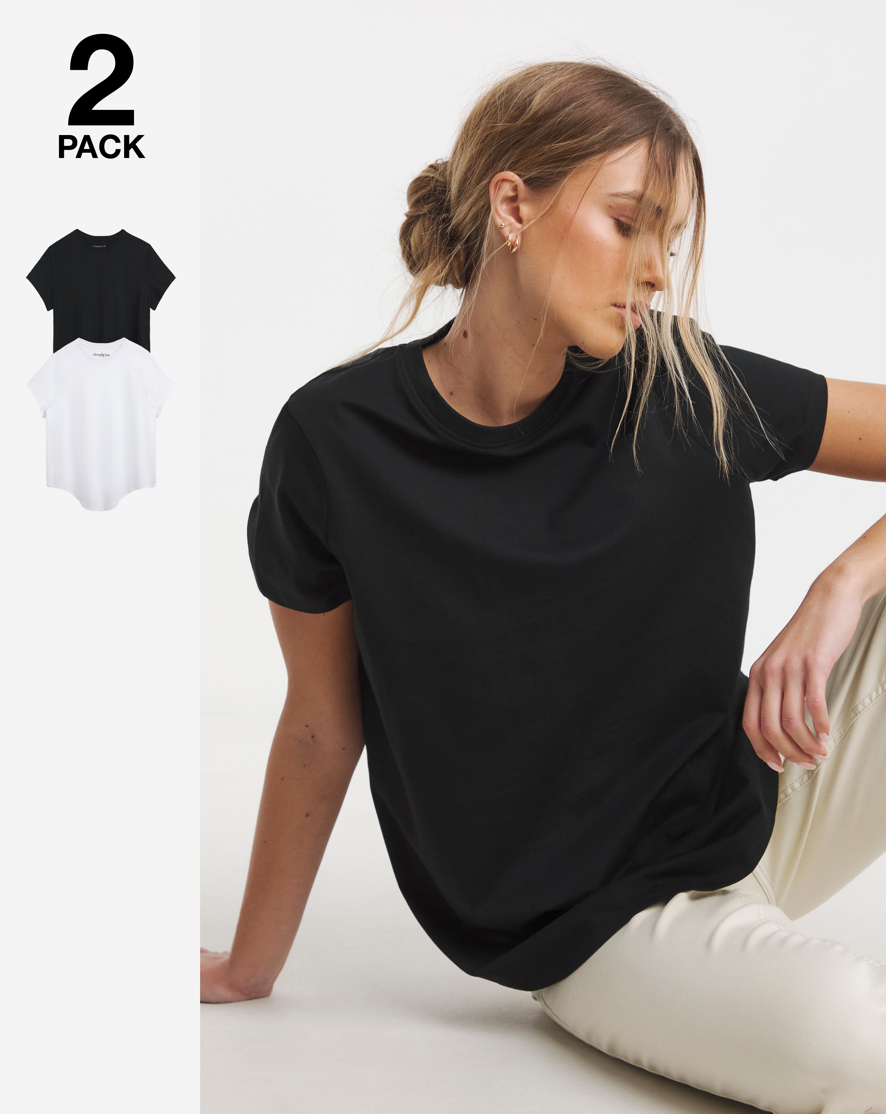 2 Pack Curved Hem Longline T-Shirt