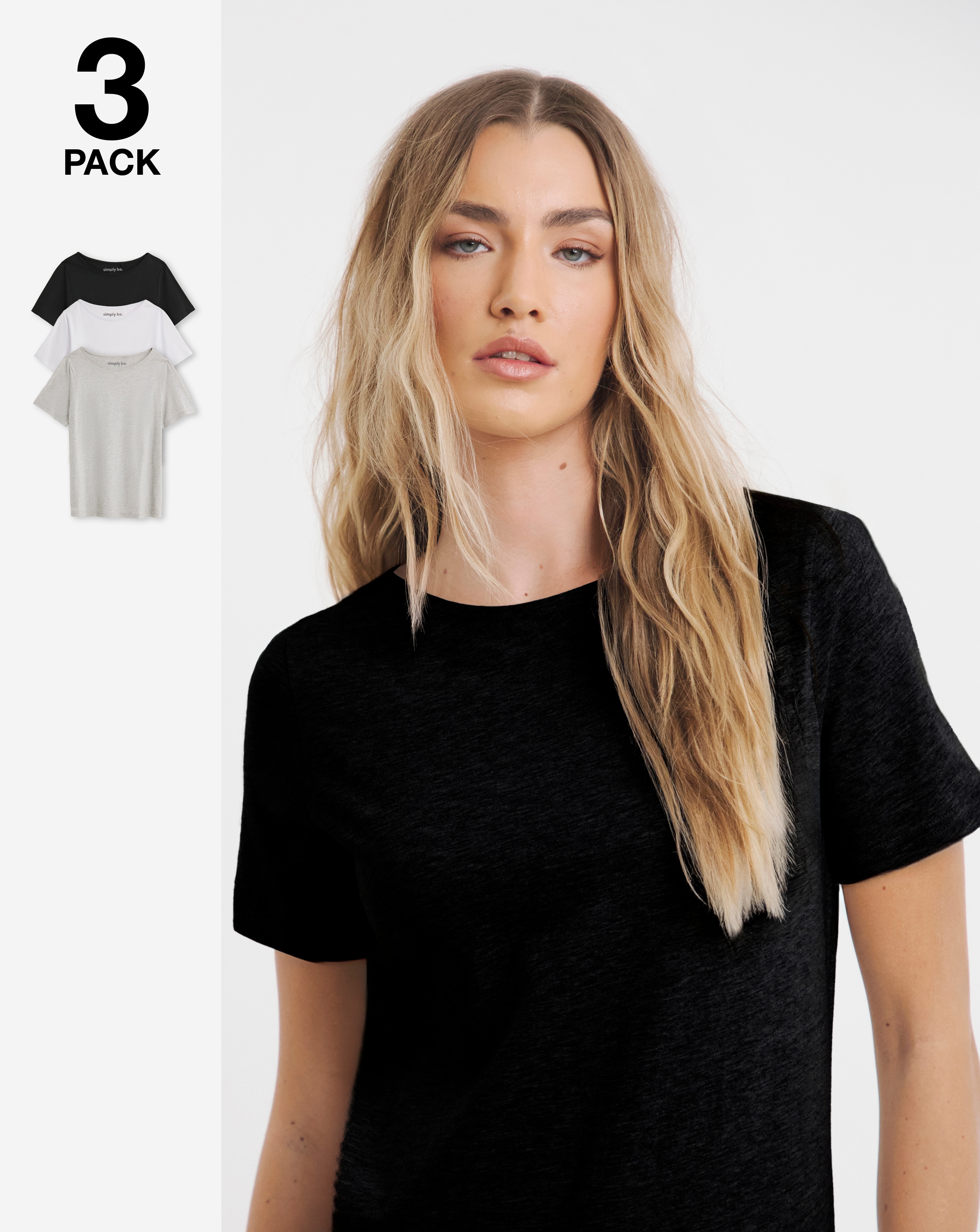 3 Pack Slash Neck Tops