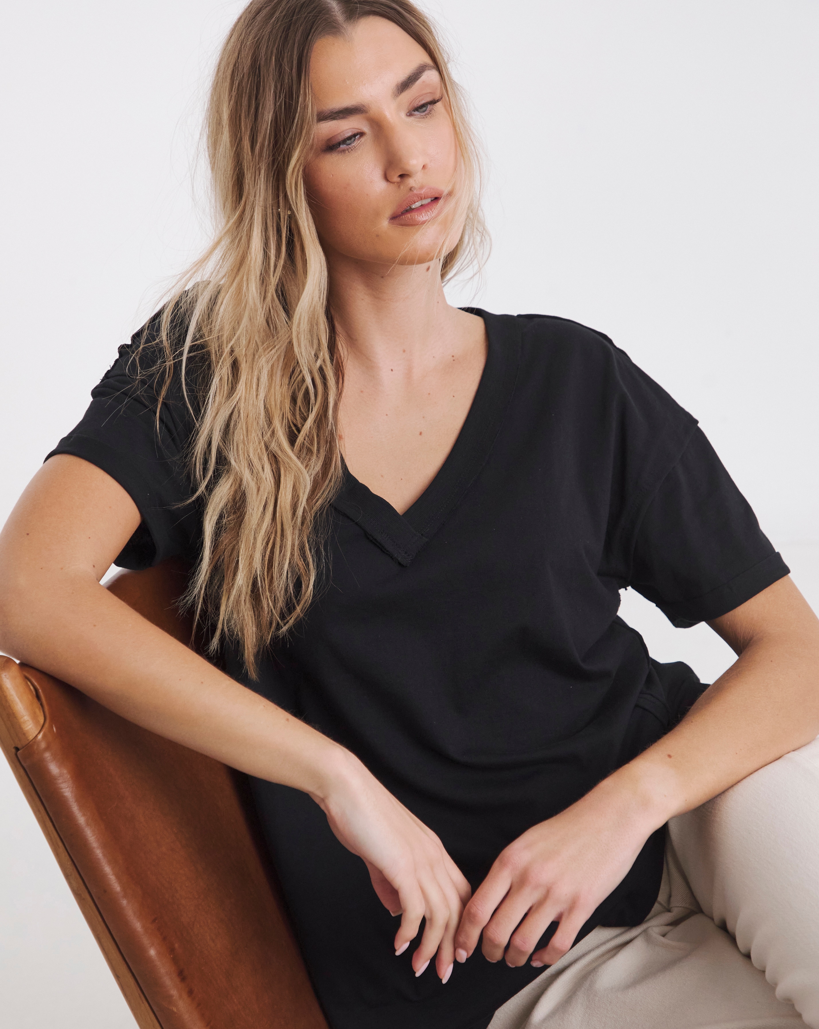 Oversized V Neck T-Shirt