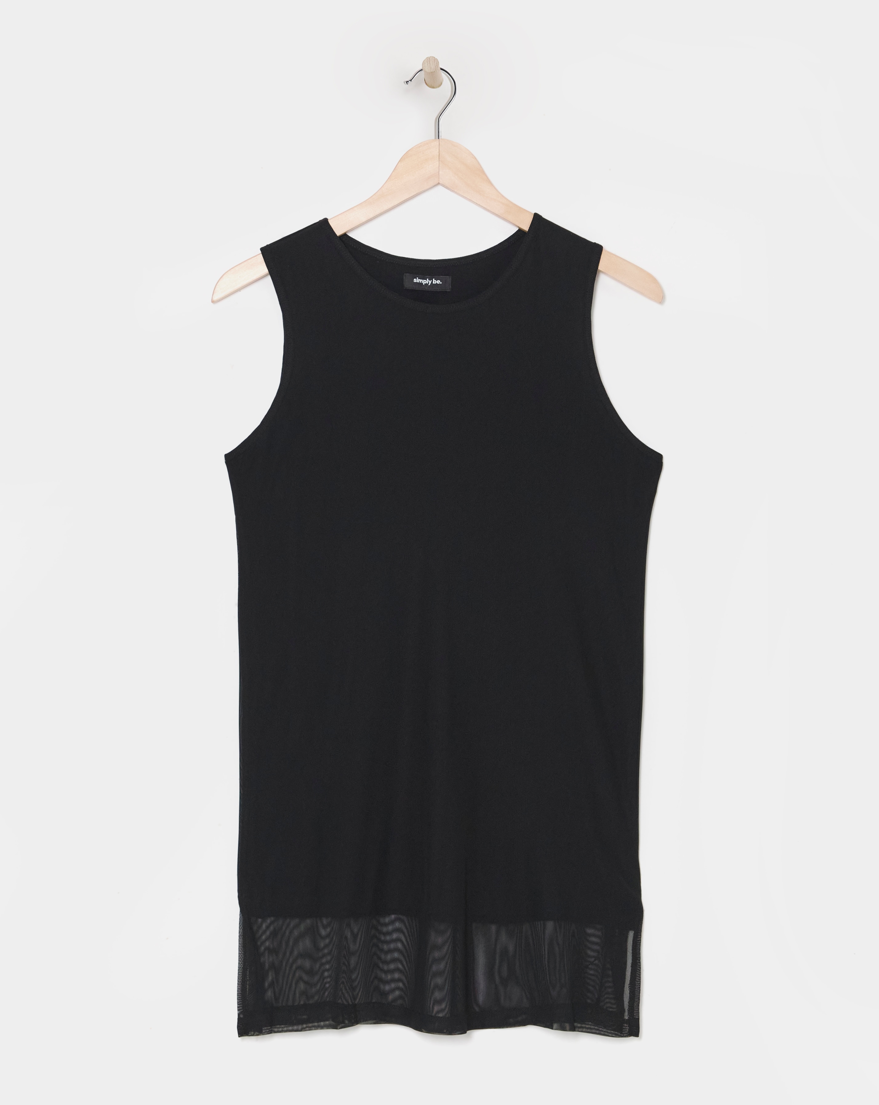 Sleeveless Mesh Longline Top