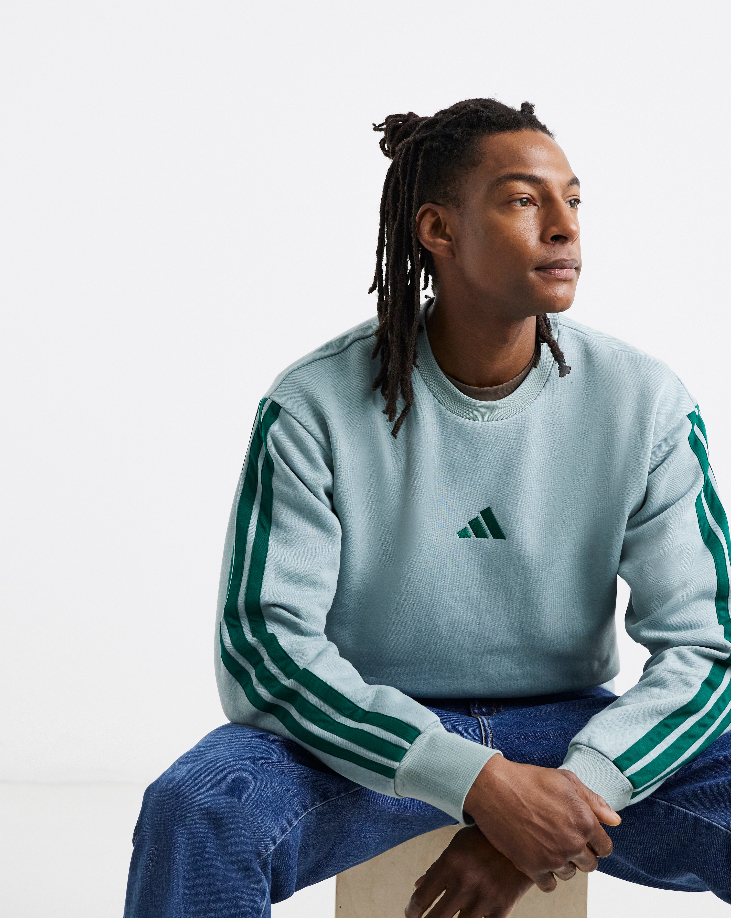 New In - adidas 3 Stripes Fleece Crew Sweatshirt