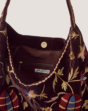Monsoon Hatti Velvet Shoulder Bag