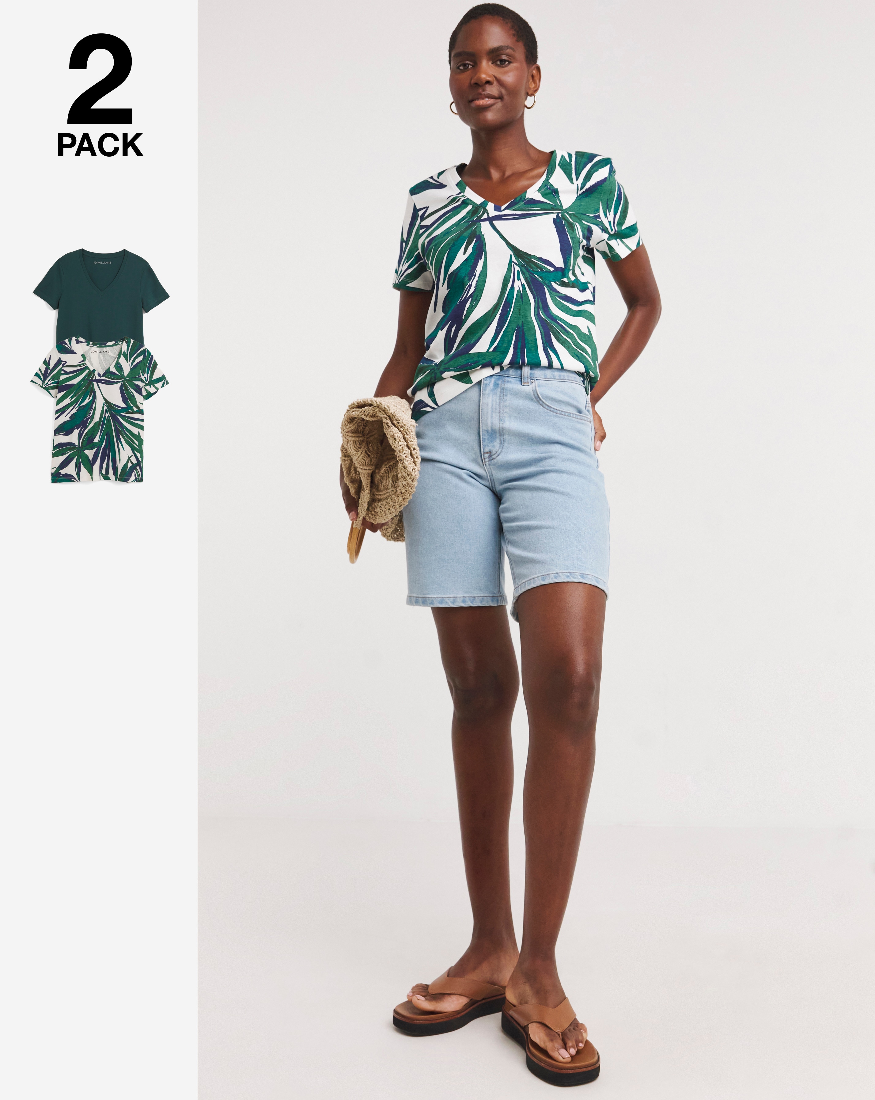 2 Pack V Neck Short Sleeve T-Shirt