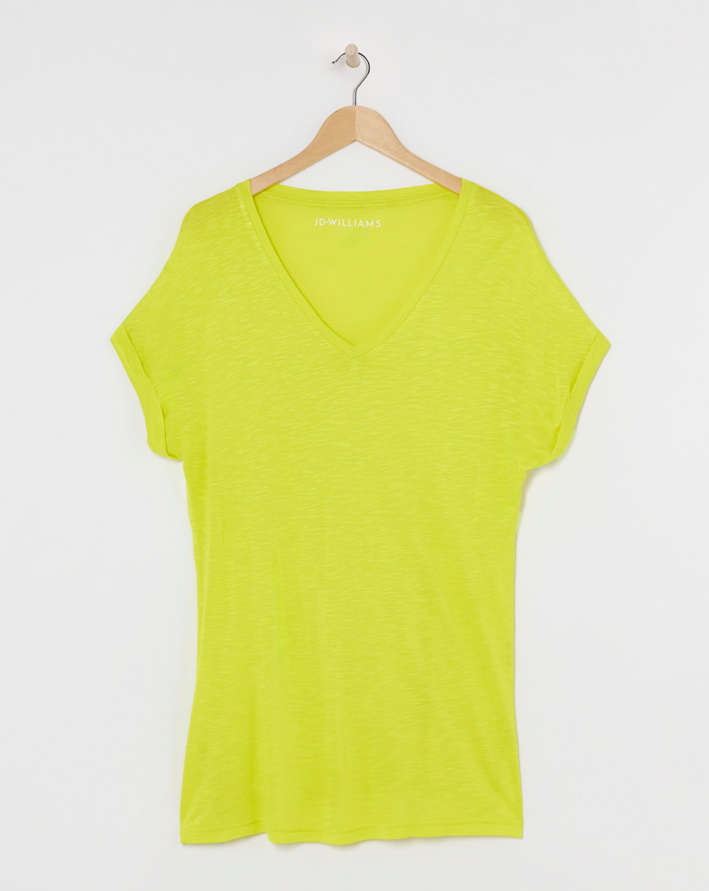 Lime V Neck Short Sleeve Longline Top