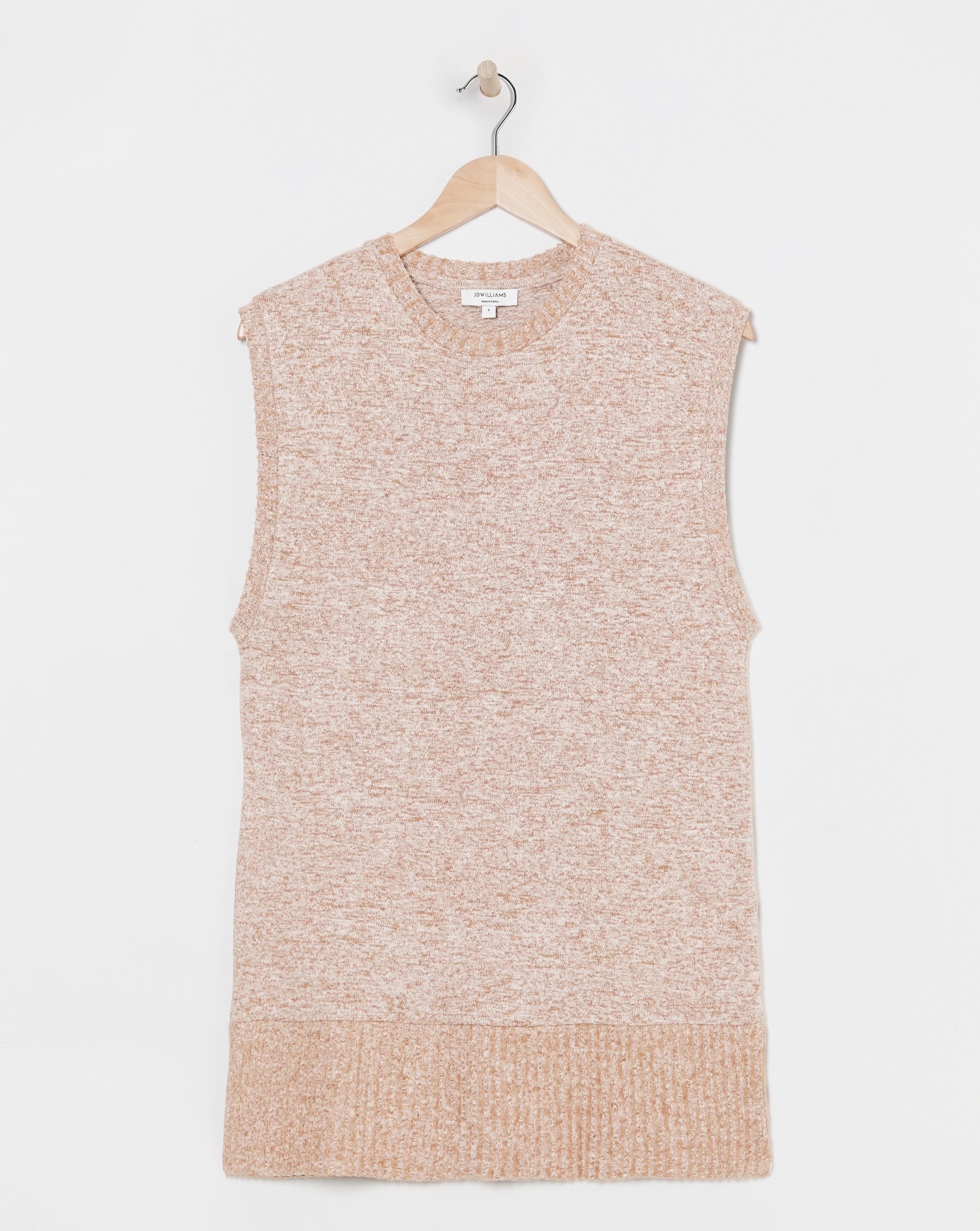Sleeveless Crew Neck Cosy Longline Vest
