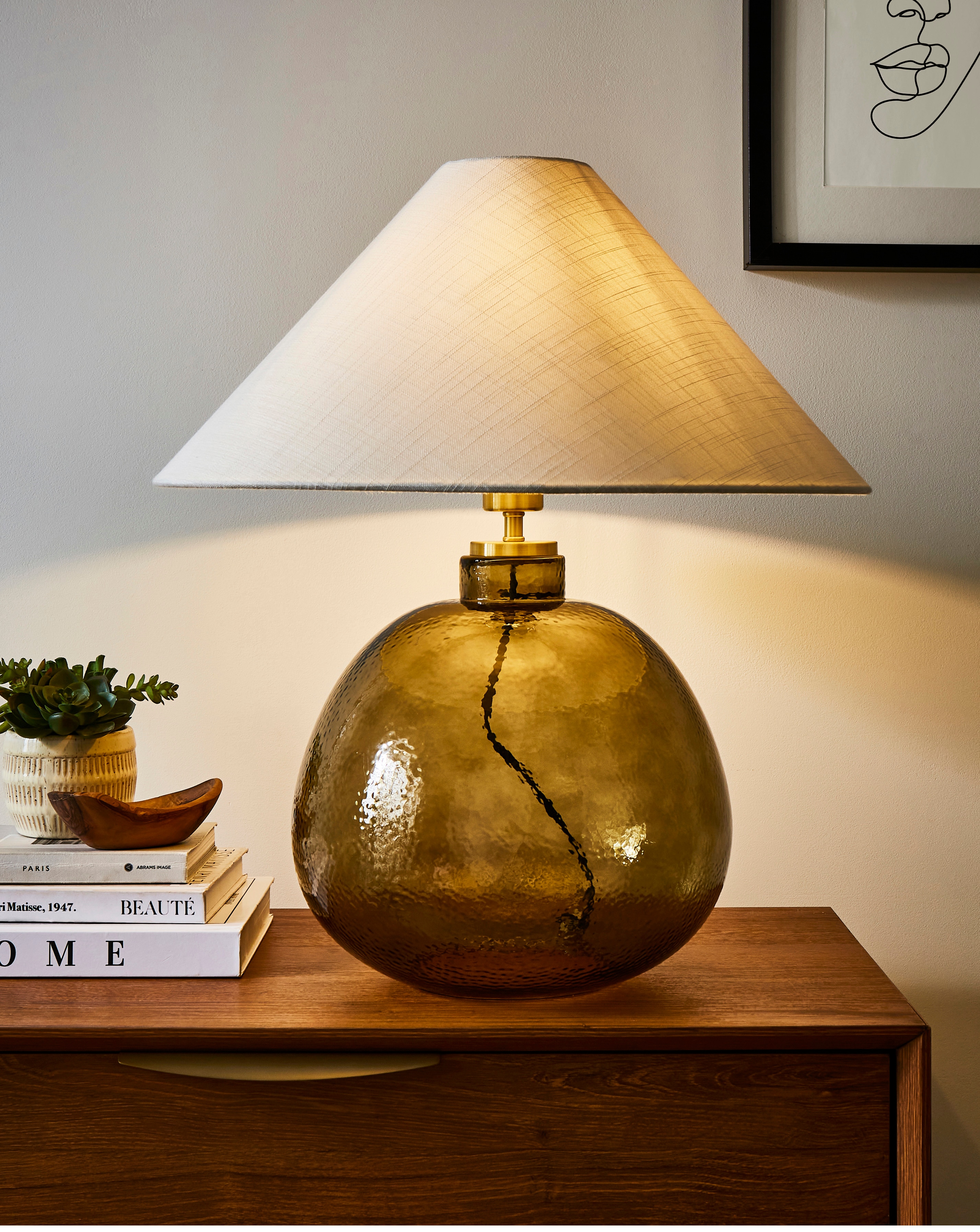 Large Green Glass Table Lamp
