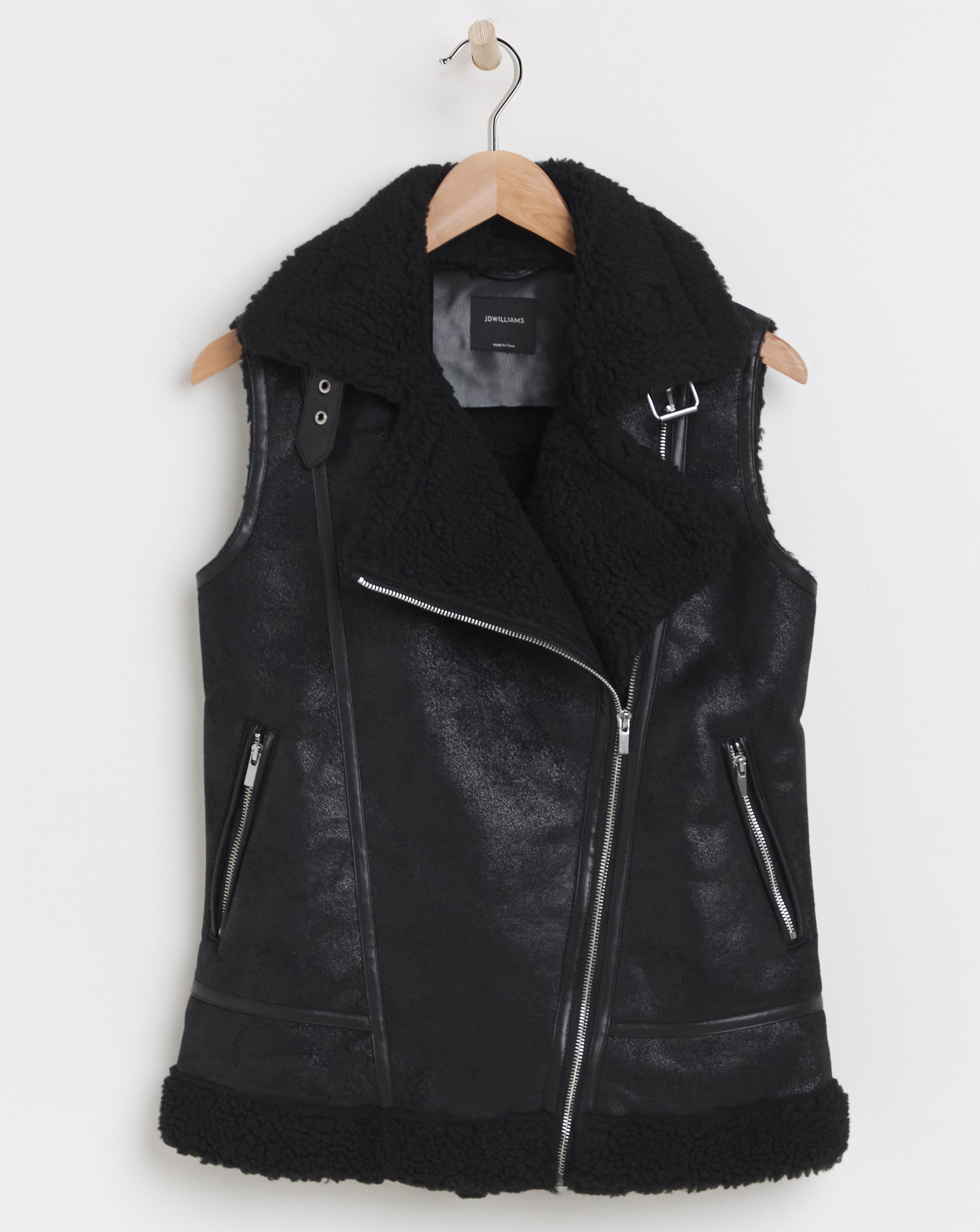 Borg Faux Shearling Lined Aviator Gilet