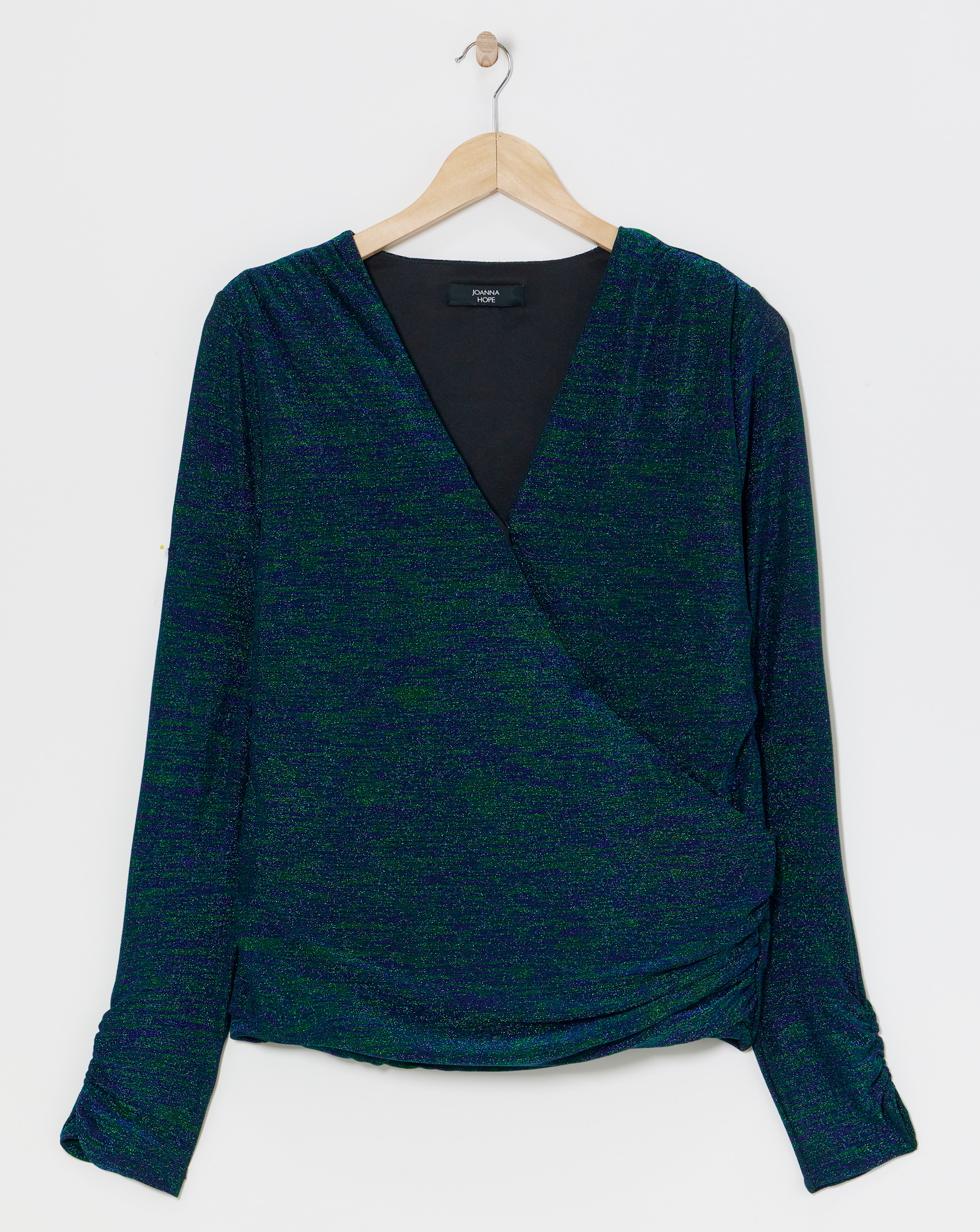 Joanna Hope Glitter Knit Wrap Top