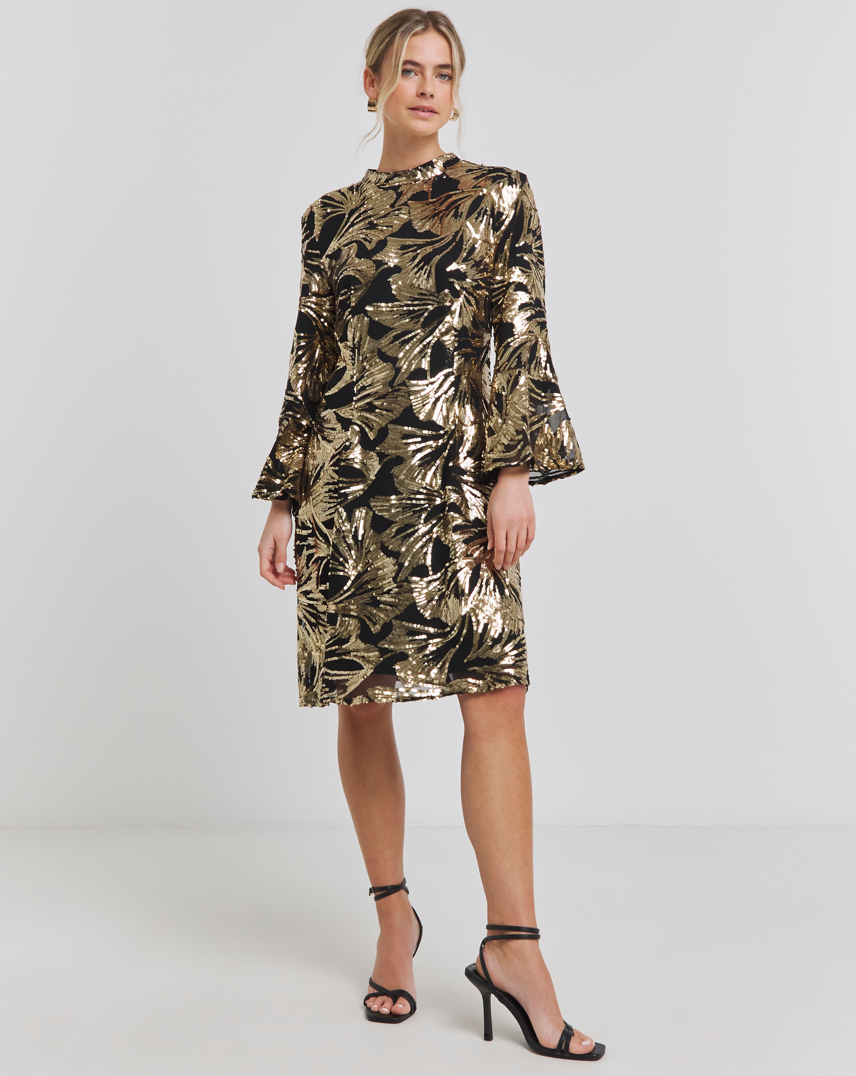 Joanna Hope Gold Sequin Shift Dress