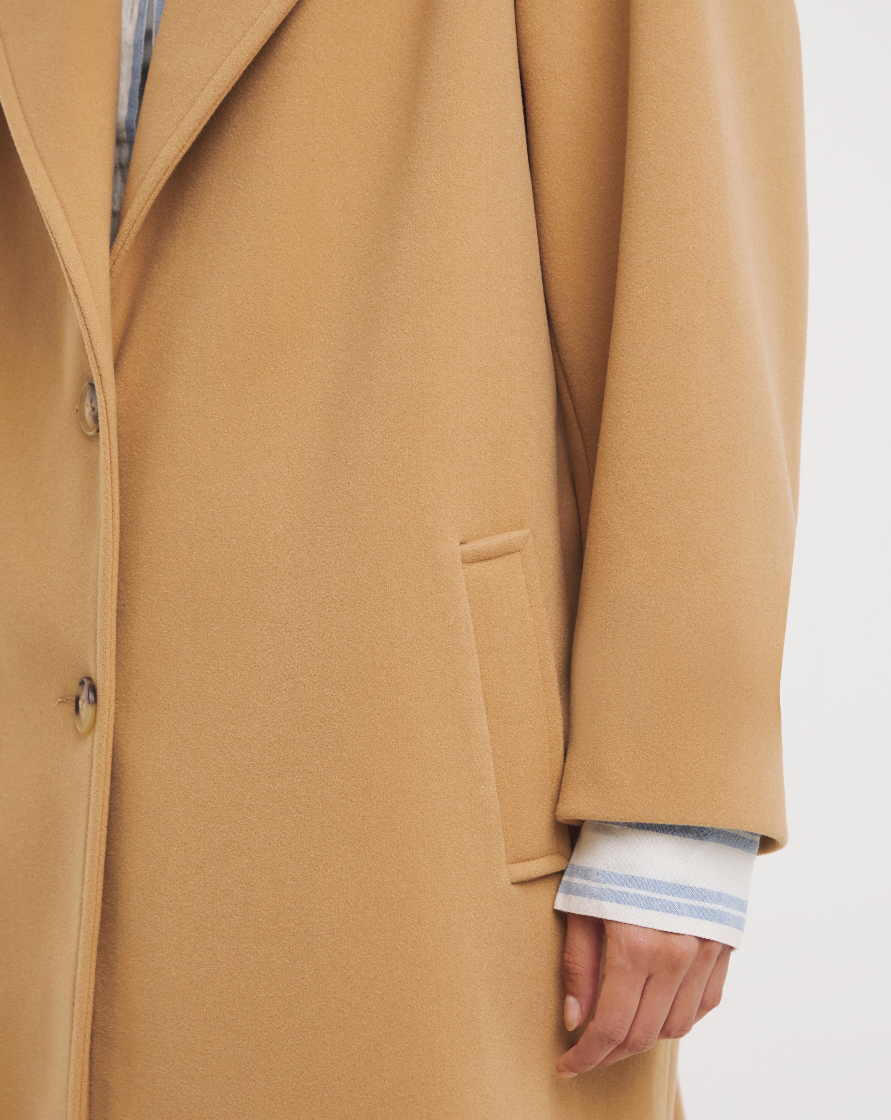Camel Short Faux Wool Coat Fashion World