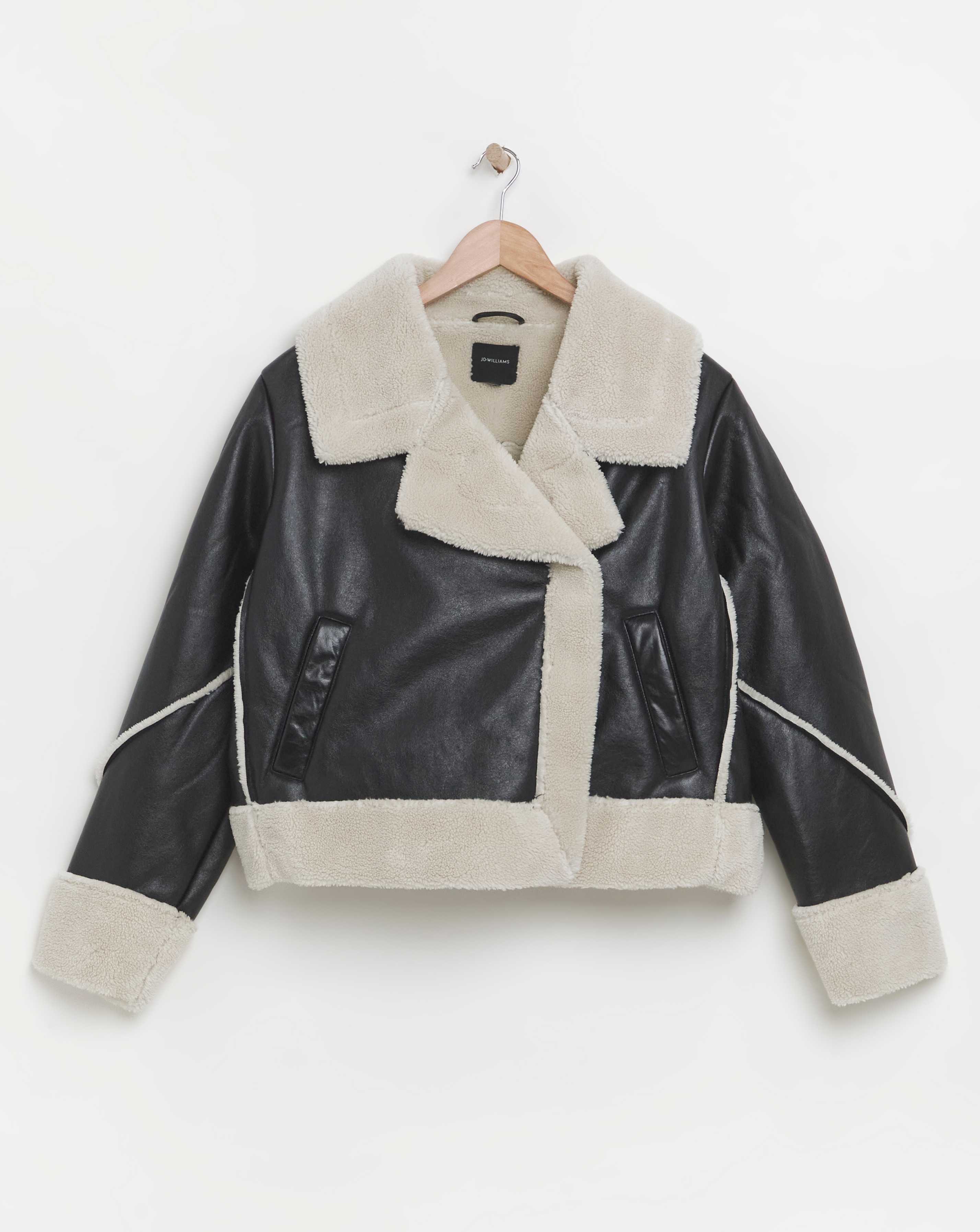 Faux Shearling Oversized Collar Aviator