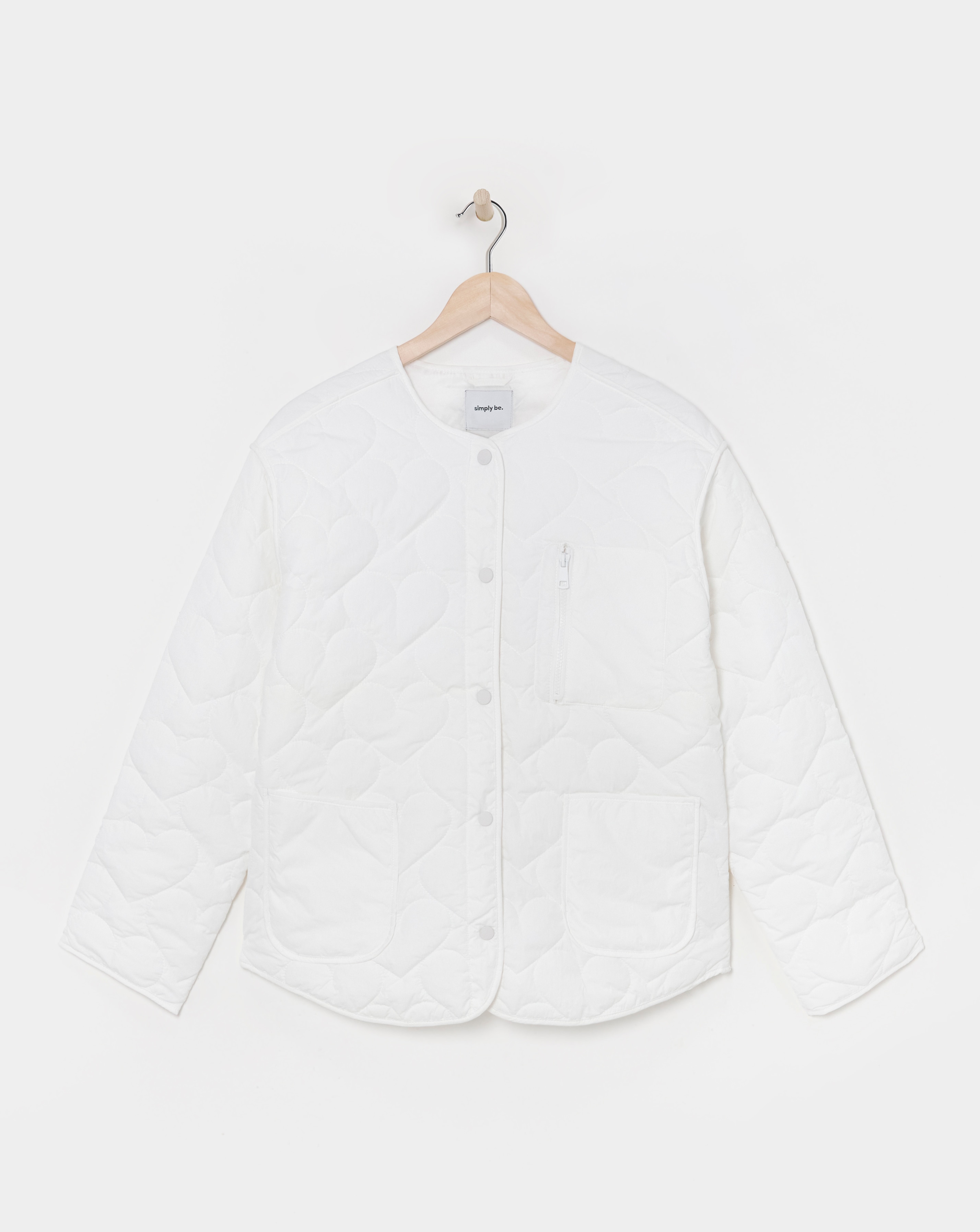 Simply Be White Heart Quilted Jacket