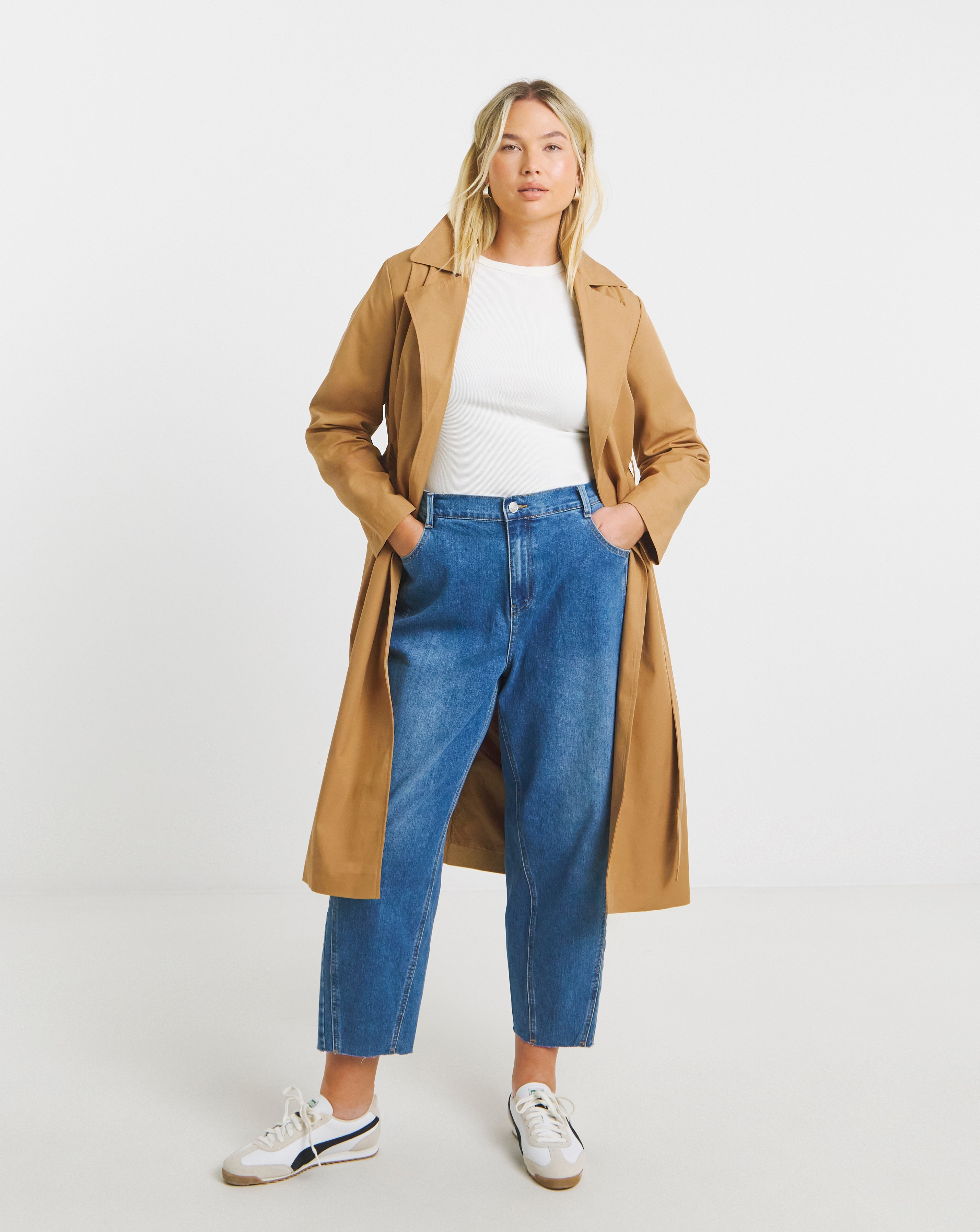 Camel Essential Clean Trench Coat