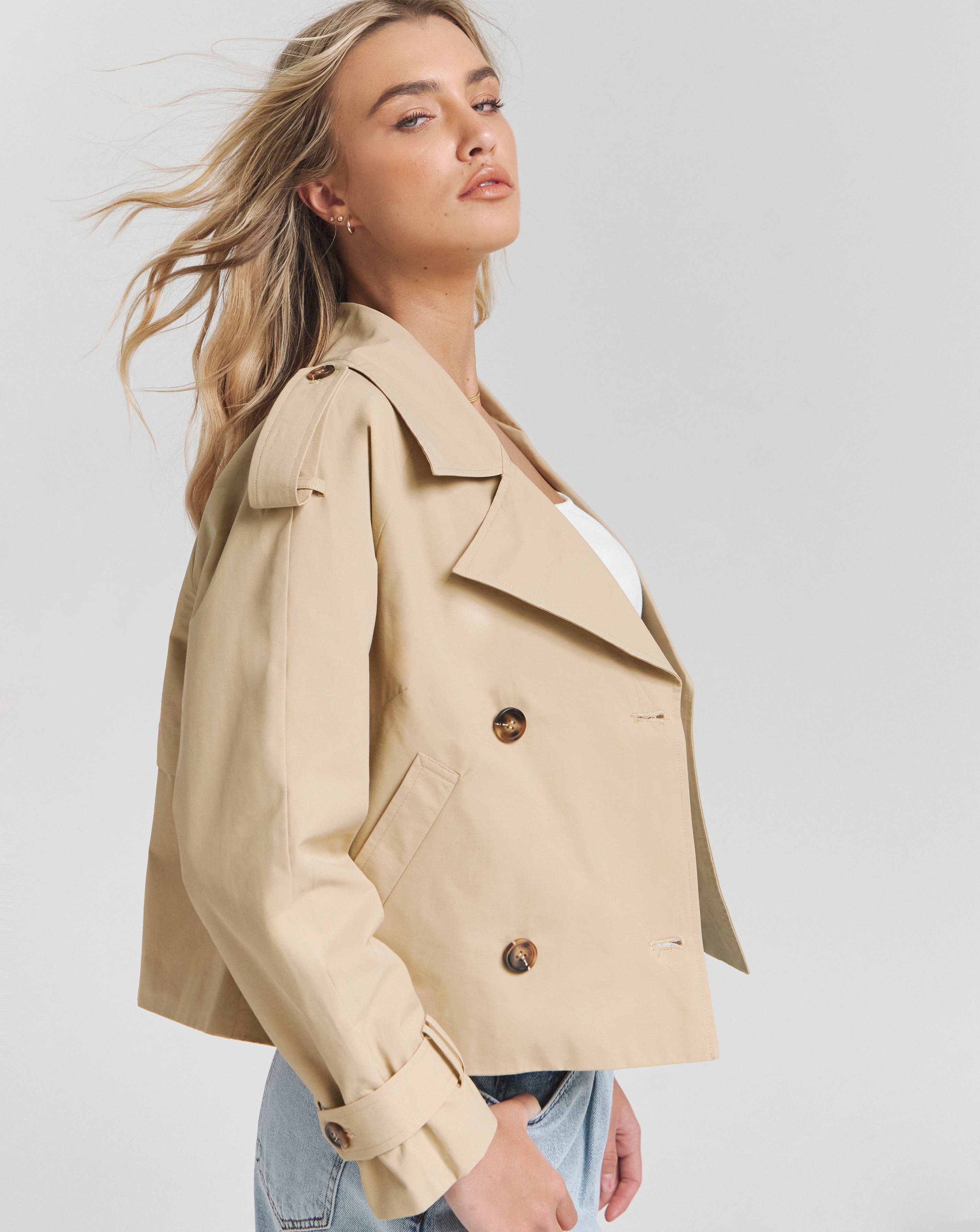 Simply Be Camel Cropped Trench