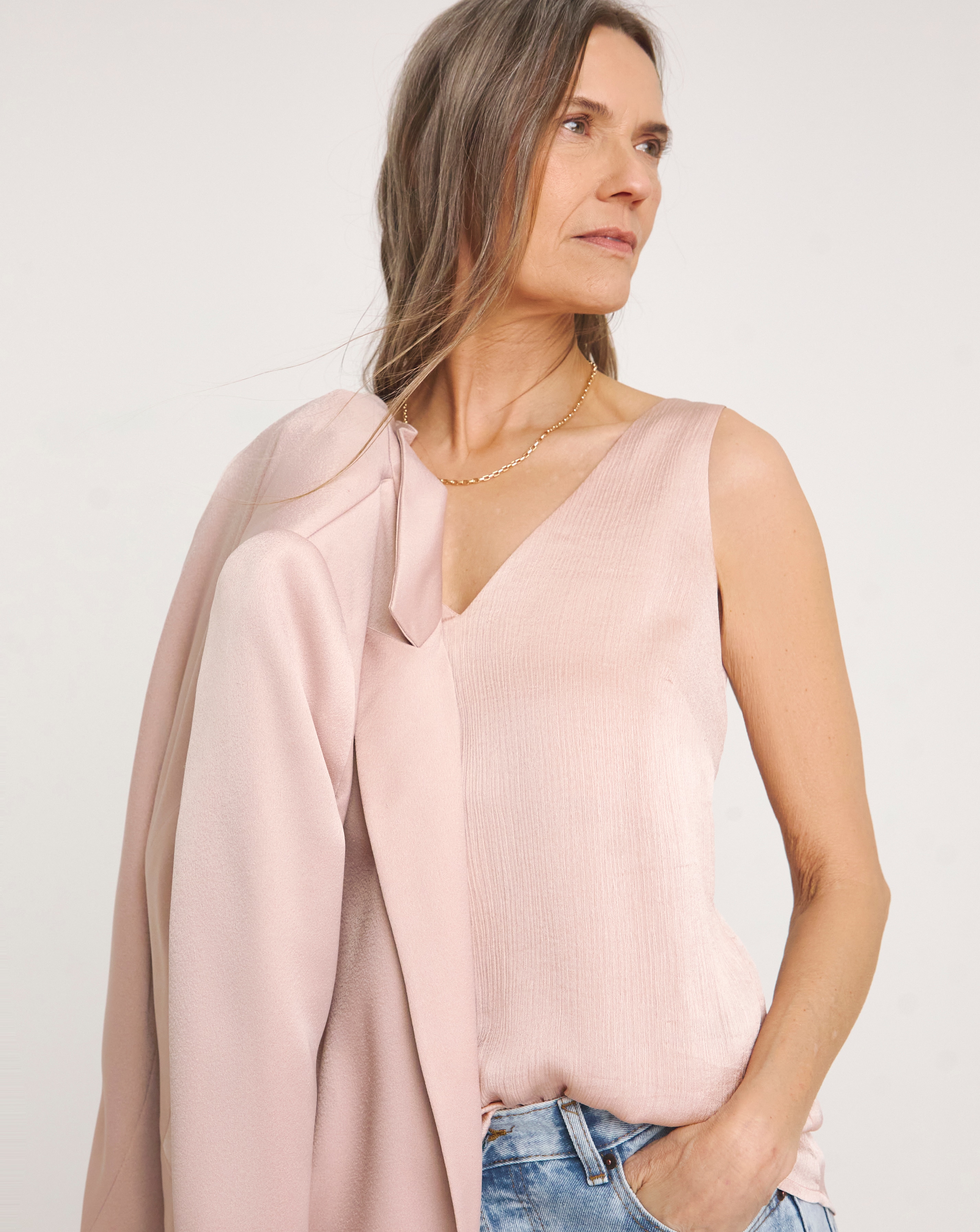 Satin V Neck Vest Top