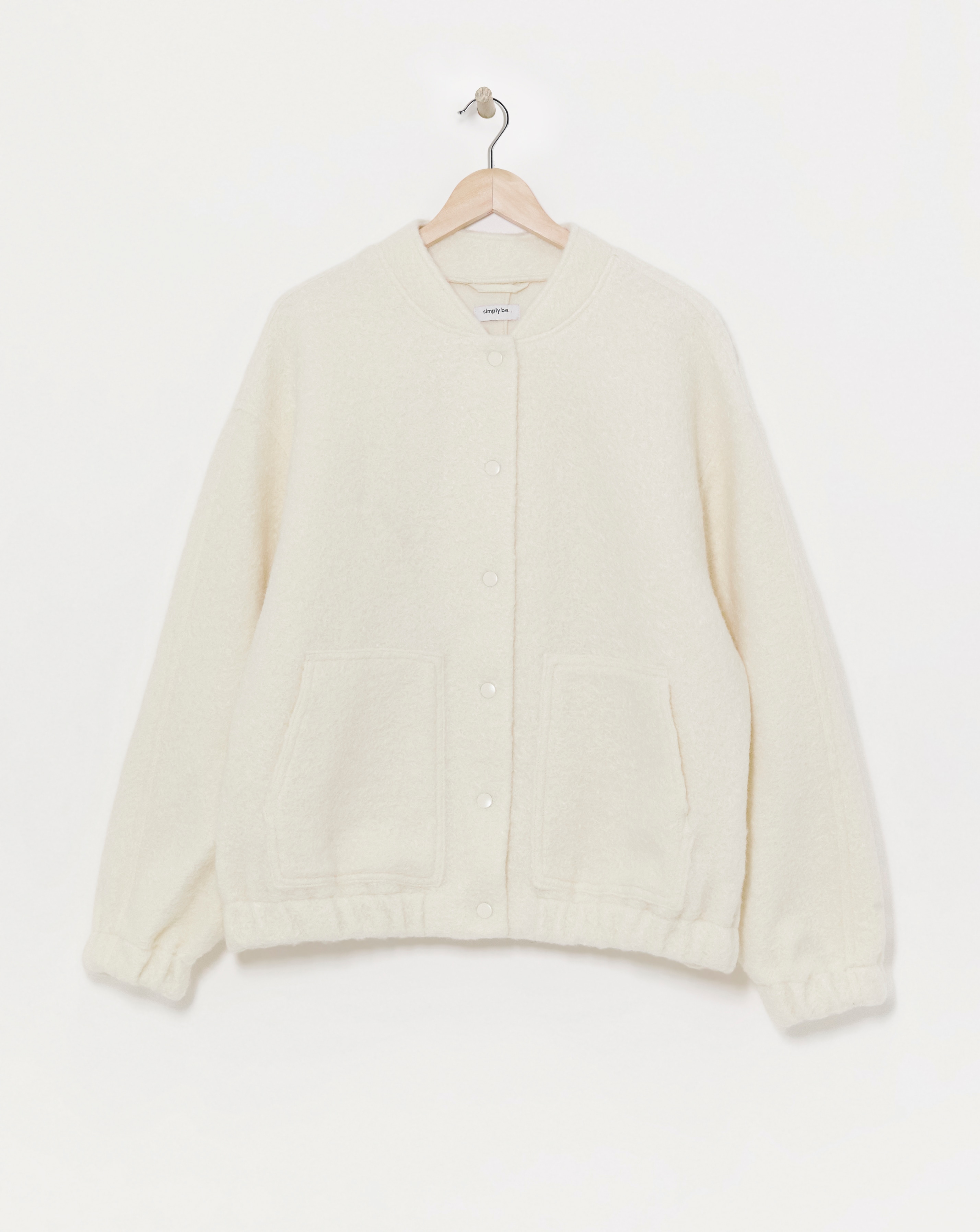 Cream Brushed Faux Wool Bomber