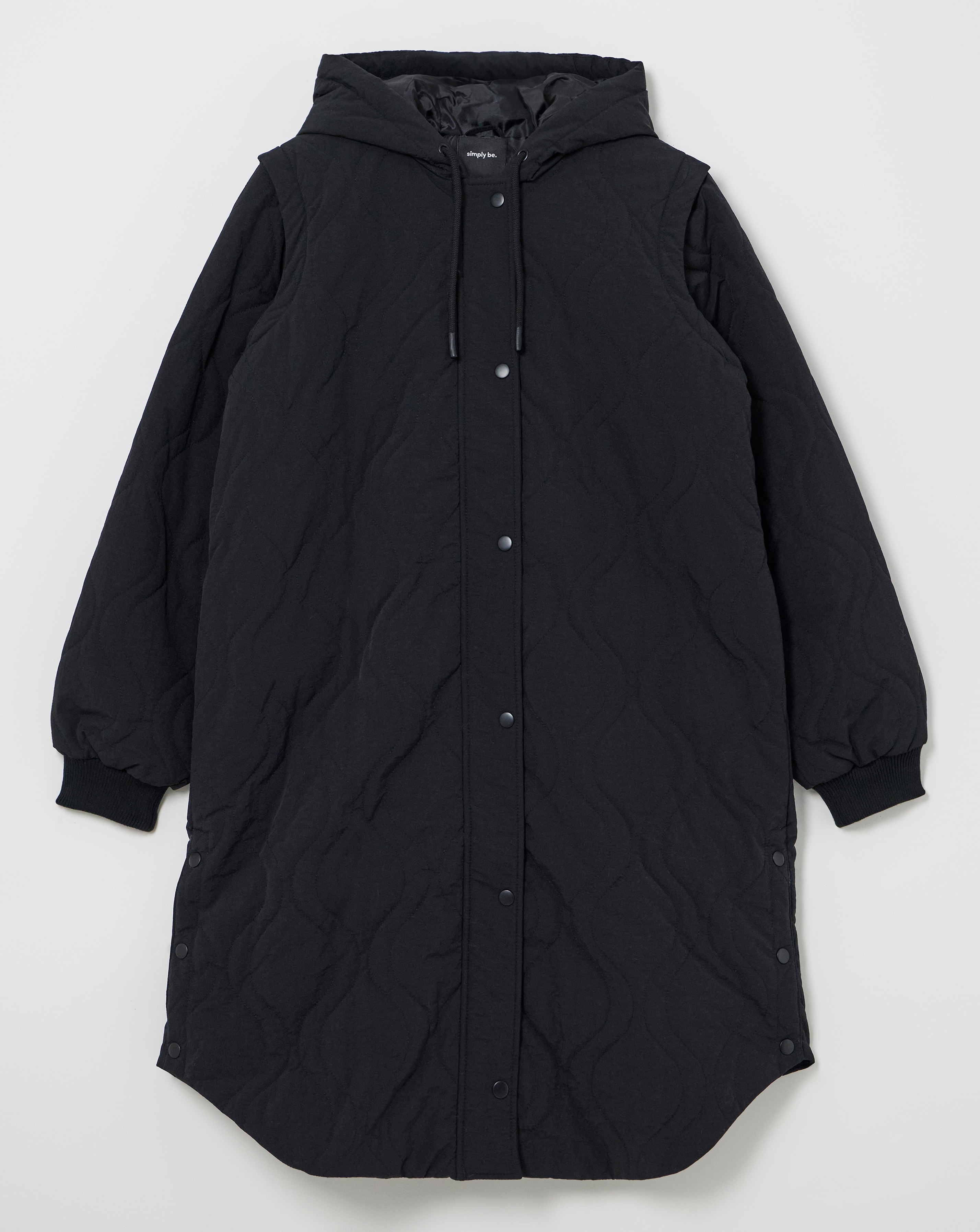 Black Quilted Hybrid Jacket /Gilet