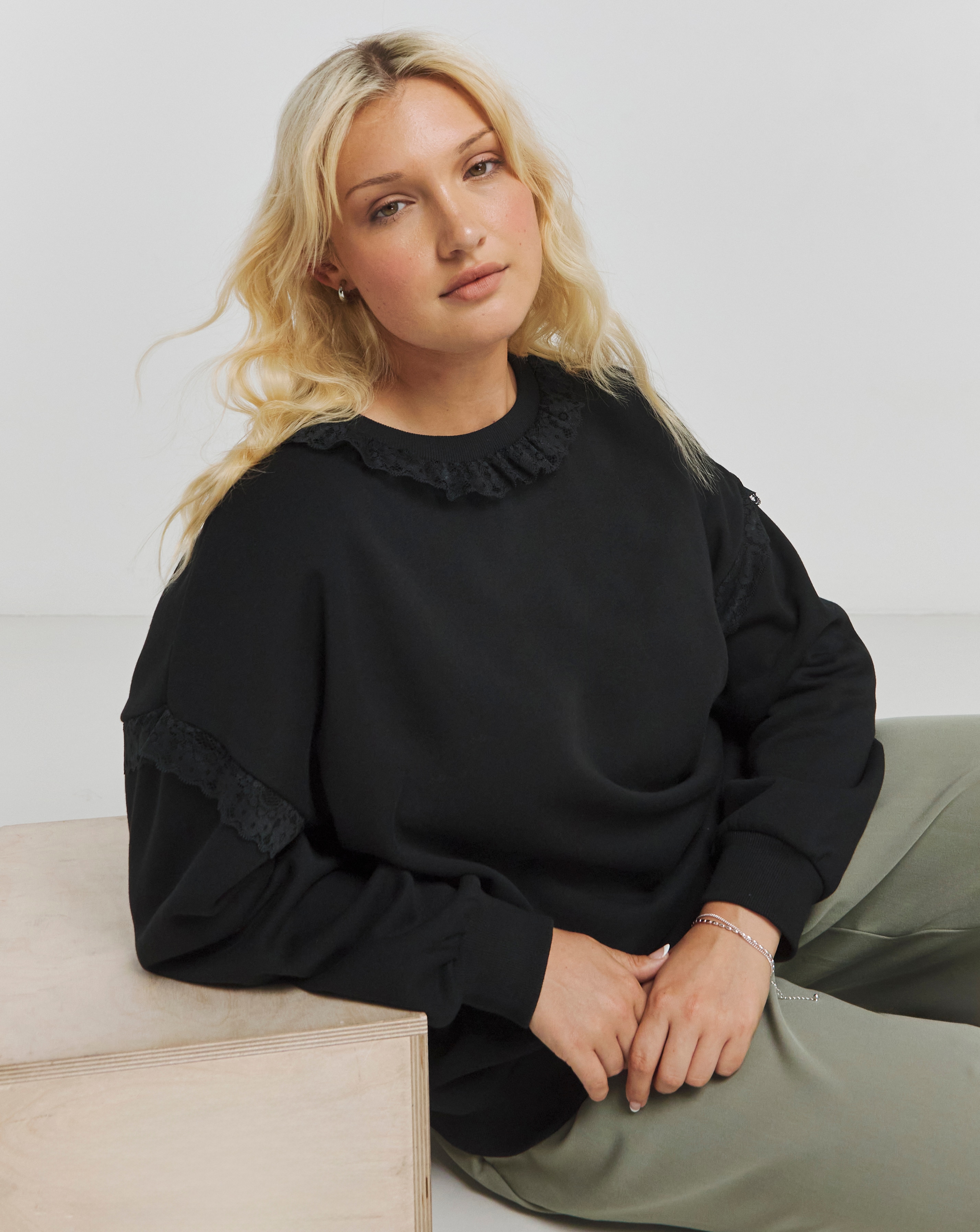 Lace Trim Sweatshirt