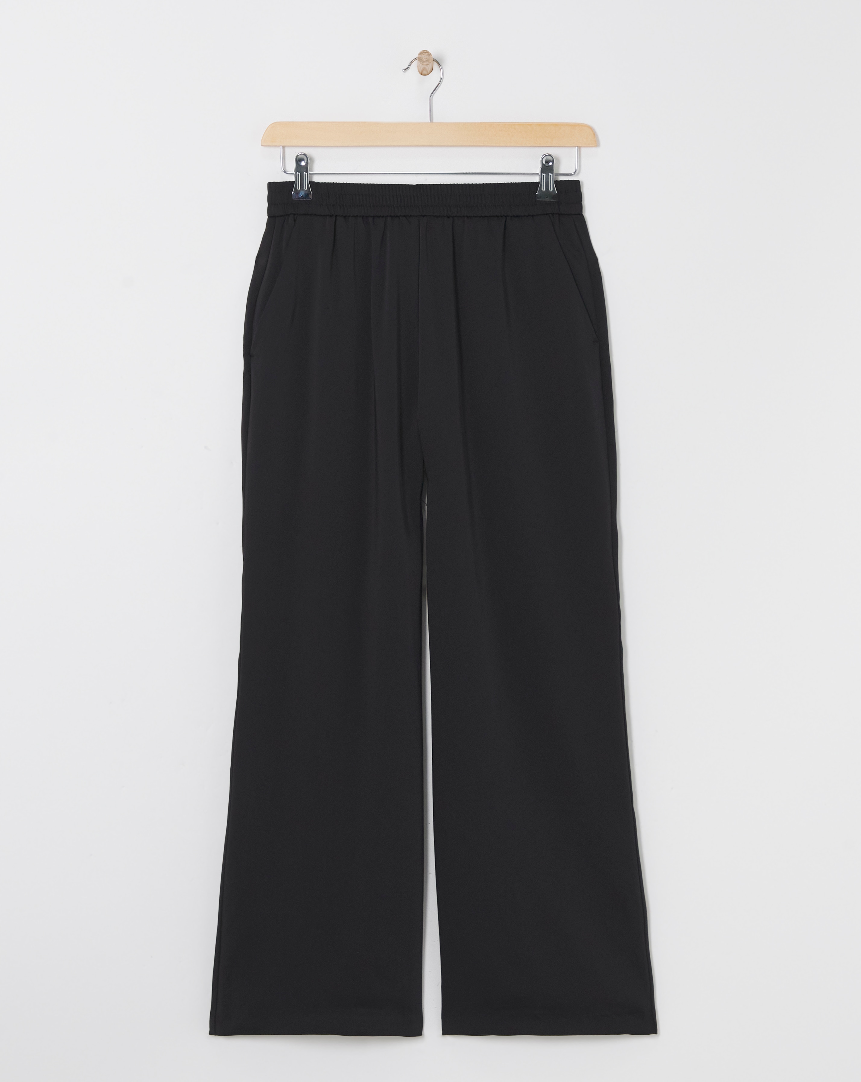Black Satin Wide Leg Trousers